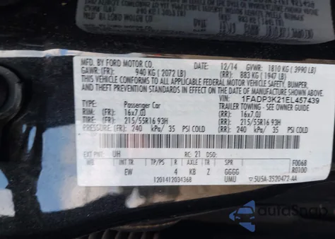 2014 Ford Focus Se from USA, damaged, VIN 1FADP3K21EL457439